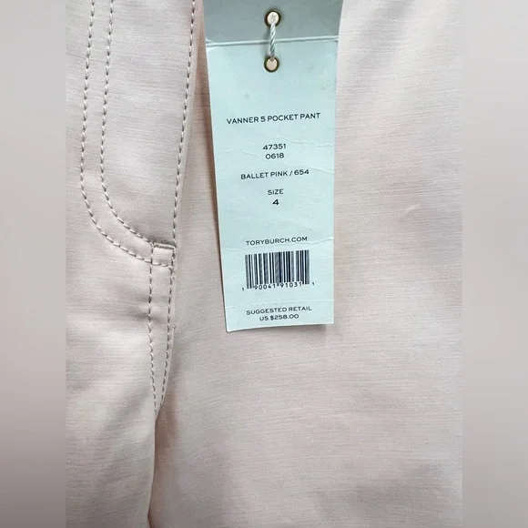 Tory Burch Blush light Pink pants with Gold Accents new with tag size 4 - Picture 11 of 11